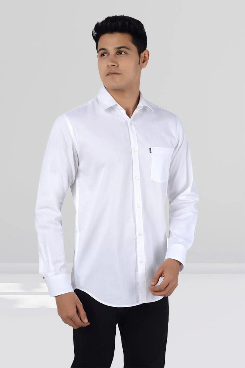 Slim Fit Full Sleeves Shirt-White - Image 3