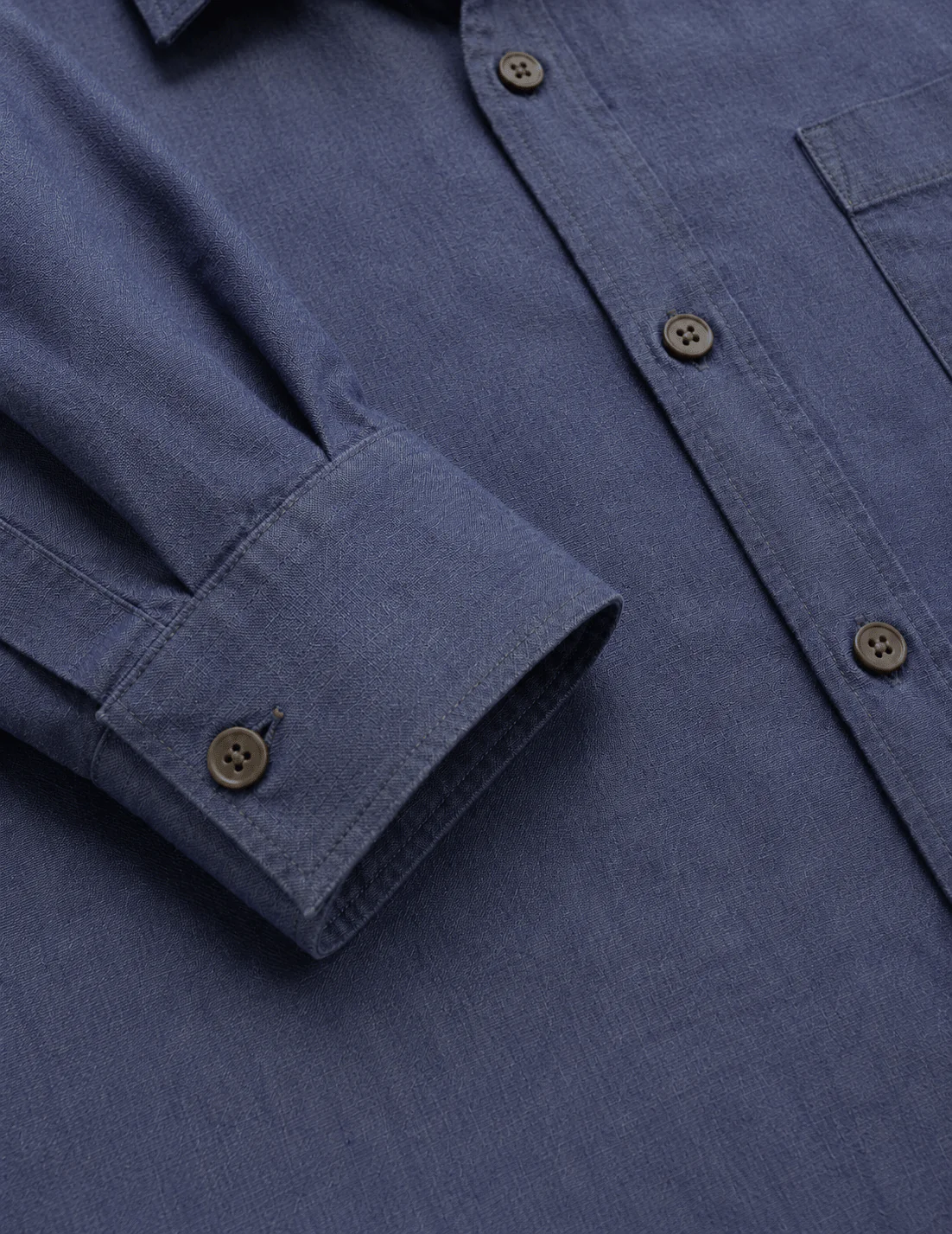 Steel Blue Textured Cotton Shirt – Regular Fit, Full Sleeves - Image 6
