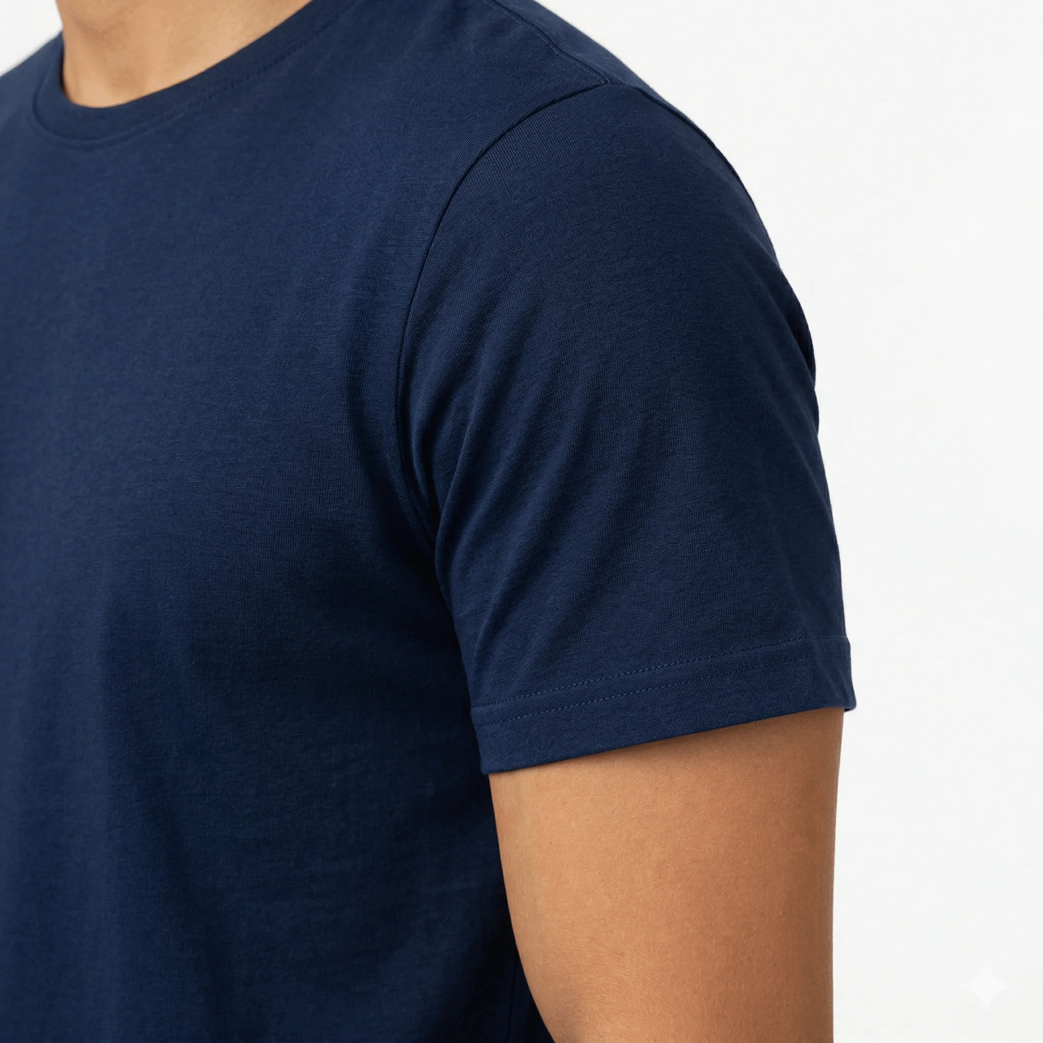 Supima Cotton Crew Neck T-Shirt - Navy - Image 3