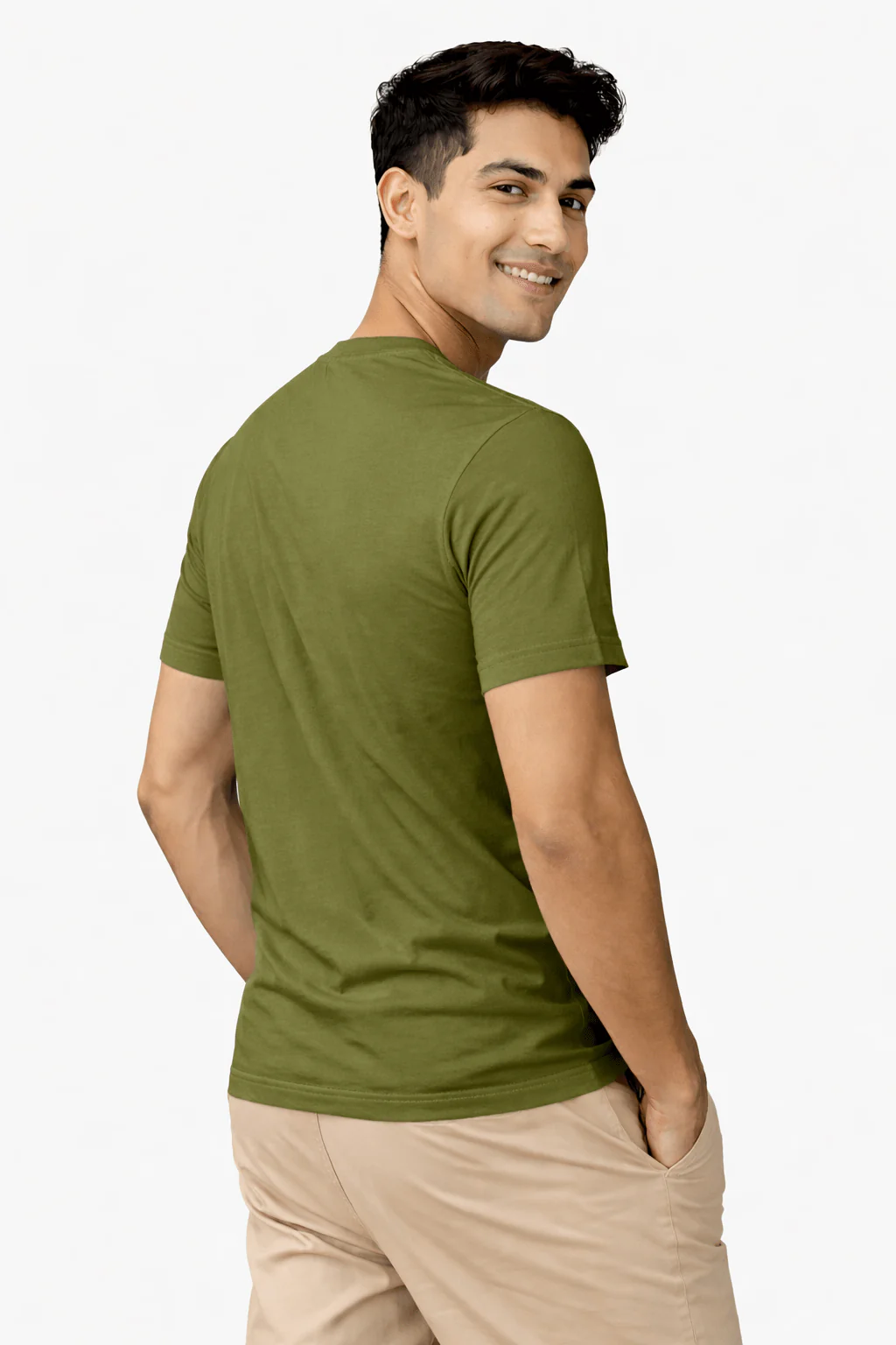 Supima Cotton Crew Neck T-Shirt - Olive - Image 3