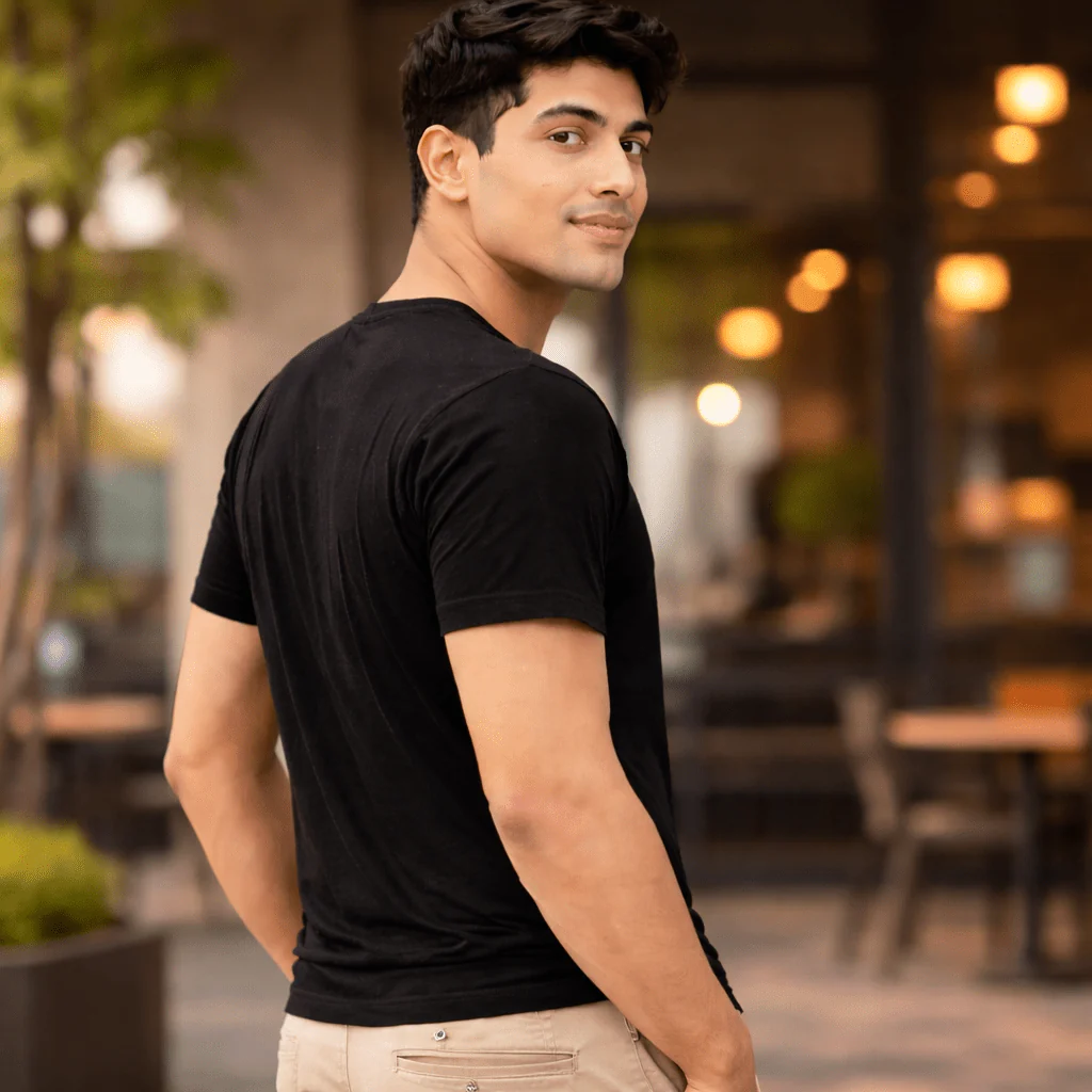 Supima Cotton Crew Neck T-Shirt - Black - Image 4