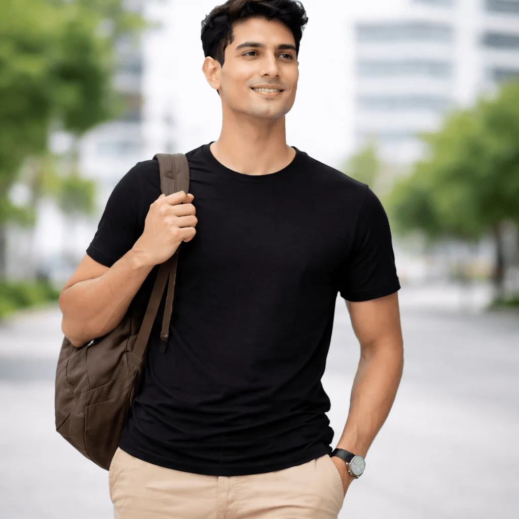 Supima Cotton Crew Neck T-Shirt - Black - Image 5
