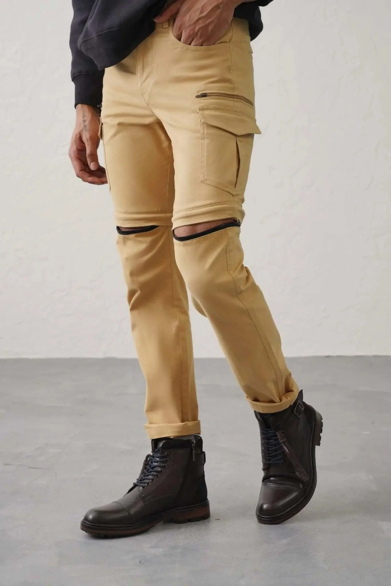 The Regular Fit Detachable Cargo Pants - Khaki - Image 9