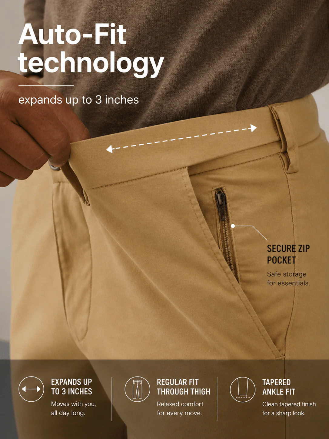 The Regular Fit Travel Chino - Khaki - Image 7