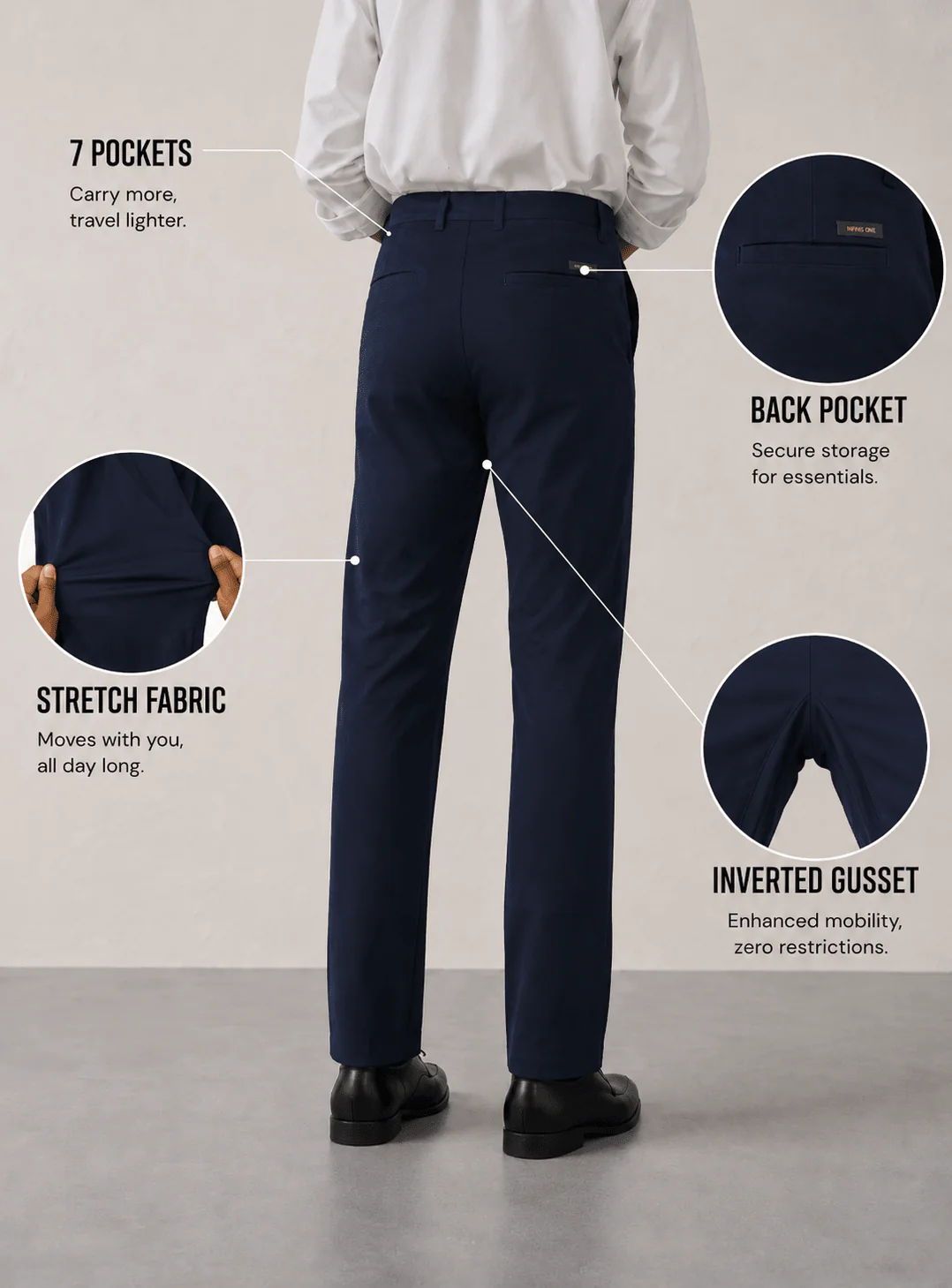 The Regular Fit Travel Chino - Navy - Image 8