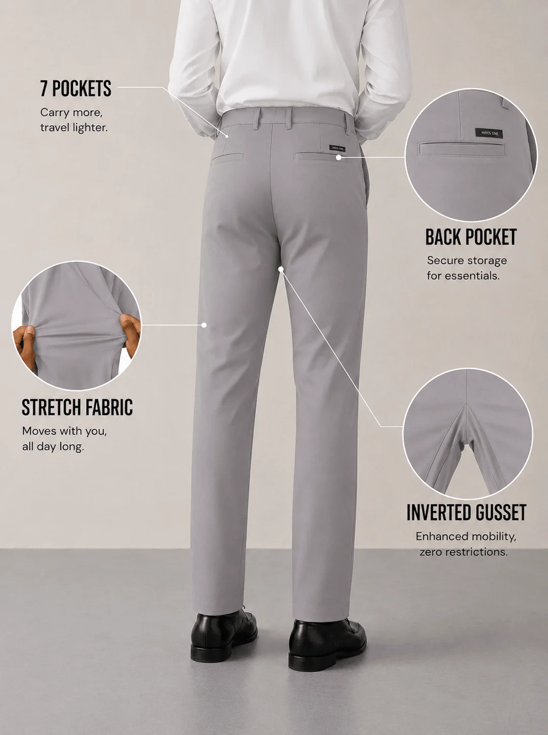 The Slim Fit Travel Chino - Grey - Image 6