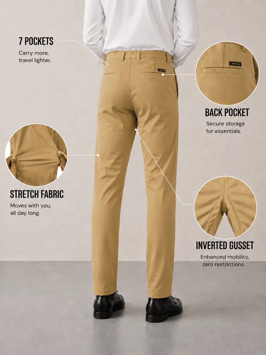 The Slim Fit Travel Chino - Khaki - Image 6