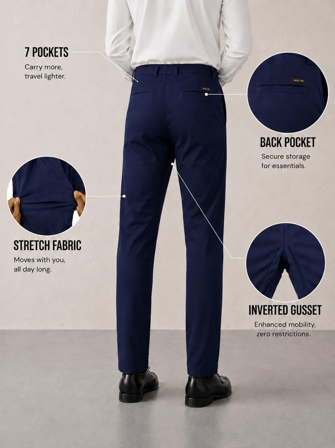 The Slim Fit Travel Chino - Navy - Image 6