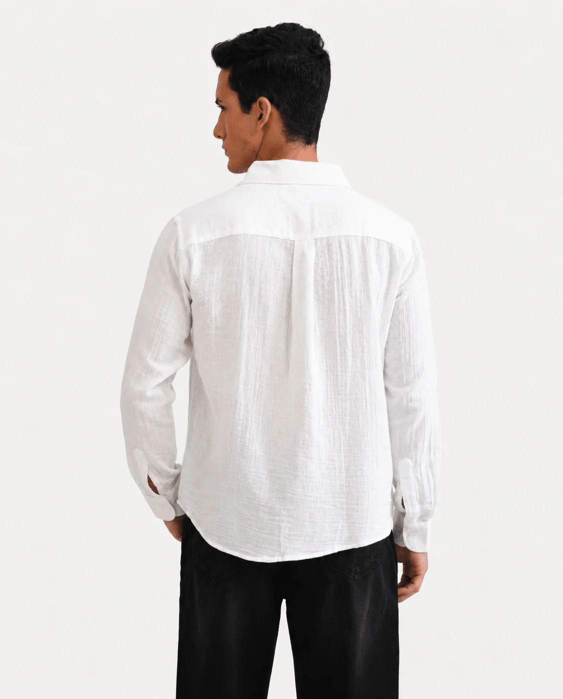 White Cotton Shirt – Regular Fit, Full Sleeves - Image 3