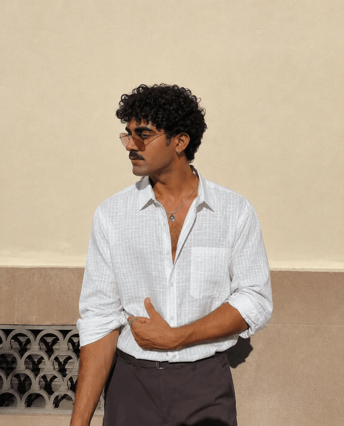 White Striped Cotton Shirt β Regular Fit, Full Sleeves - Image 6