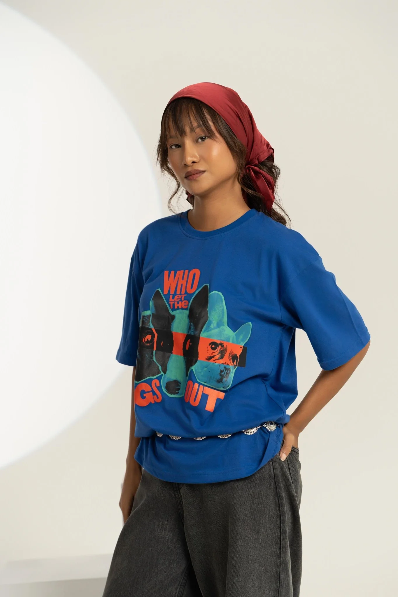 Who Let the Dogs Out Printed Graphic Oversized Tee - Image 4