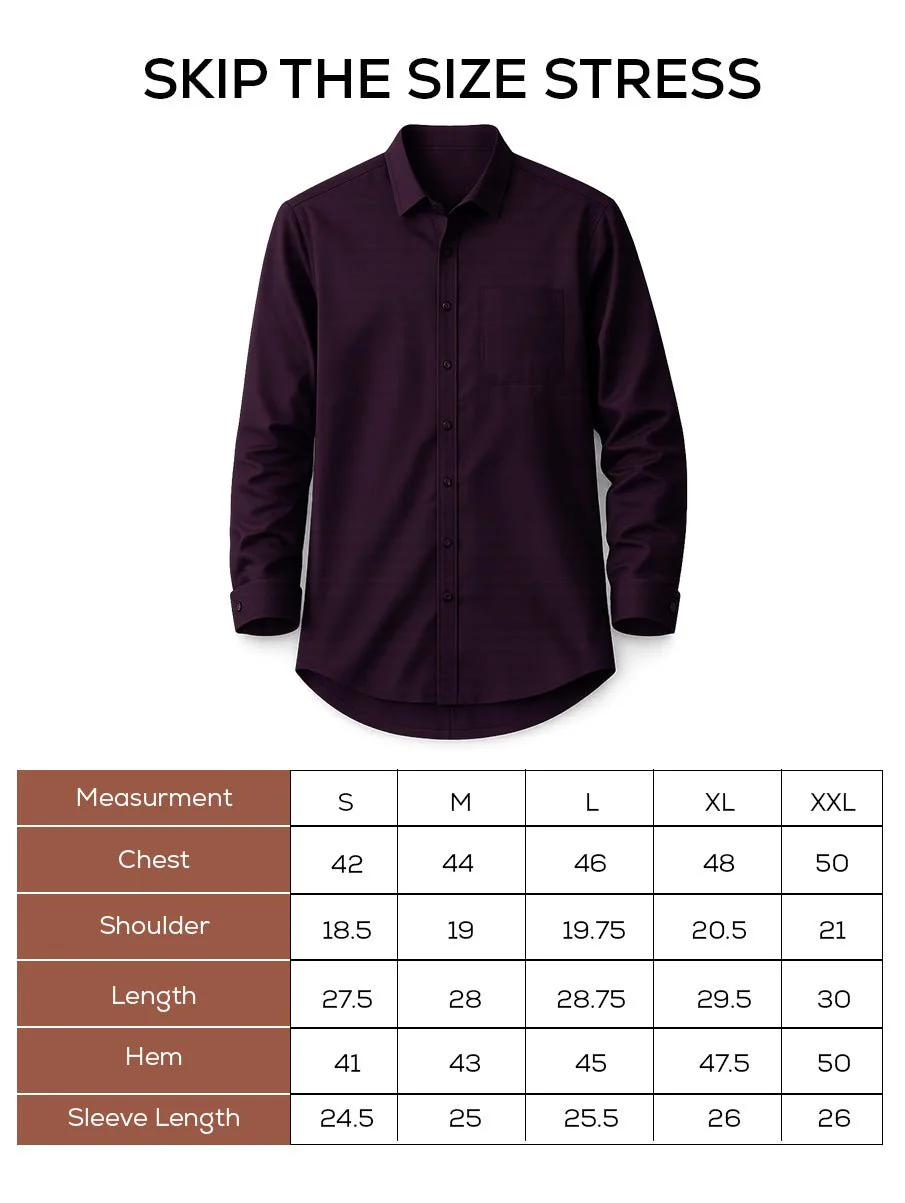 Wine Brushed Cotton Shirt – Regular Fit, Full Sleeves - Image 5